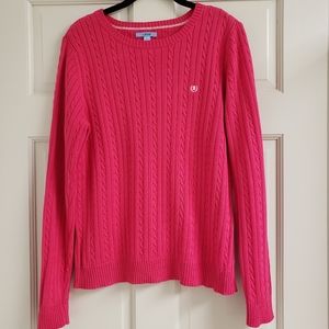 Izod Crew Neck Sweater, Size Large, Fushia